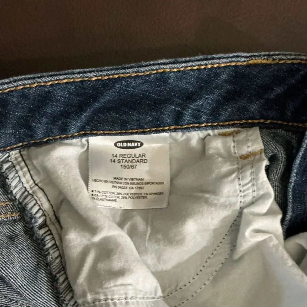 Old Navy Girls Blue Denim Chino Shorts Size 14 Regular Fit Zip Flat Front
